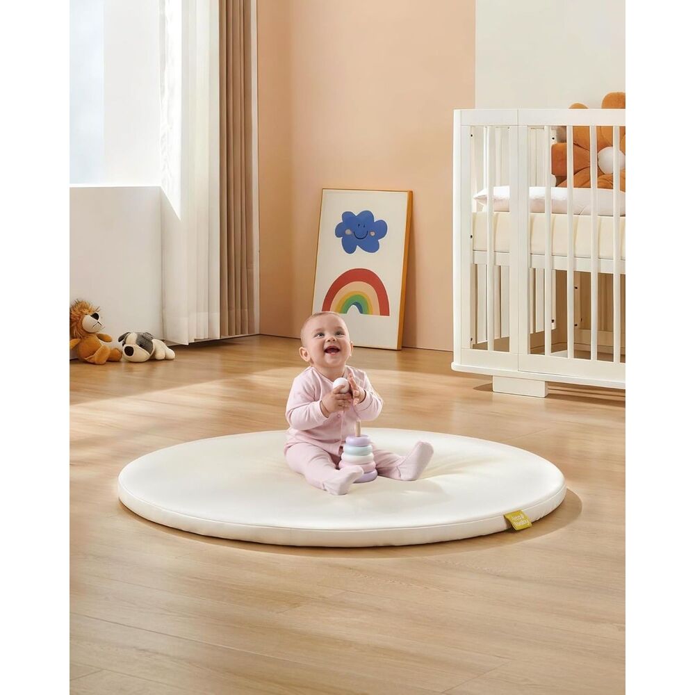 39" Round Padded Baby Mat | Hypoallergenic Vegan Leather Waterproof Floor Mat